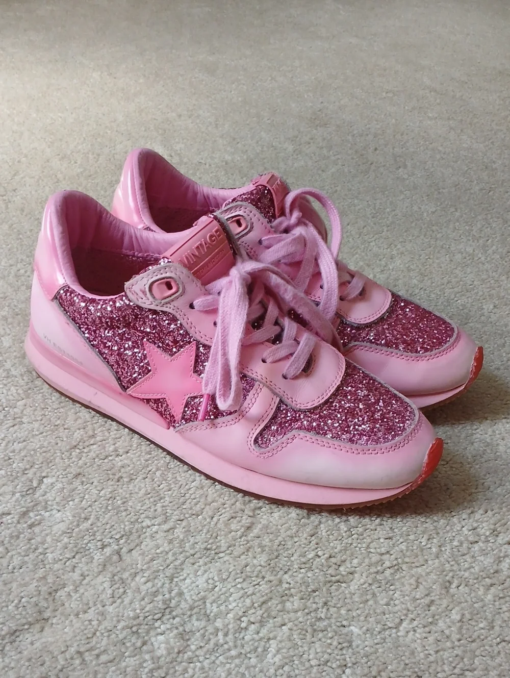 Vintage Havana Splendid Glitter Lace Up Sneakers Pink